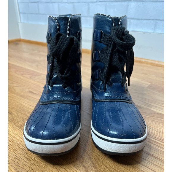 Sorel x Madewell Womens 8.5 Tivoli Waterproof Snow Boots LaceUp Navy Blue
